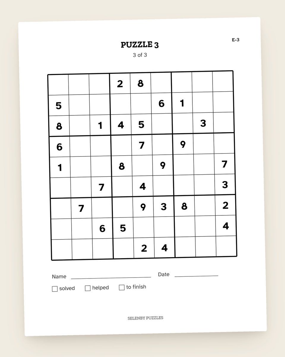 Sudoku Sampler: another page from the printable