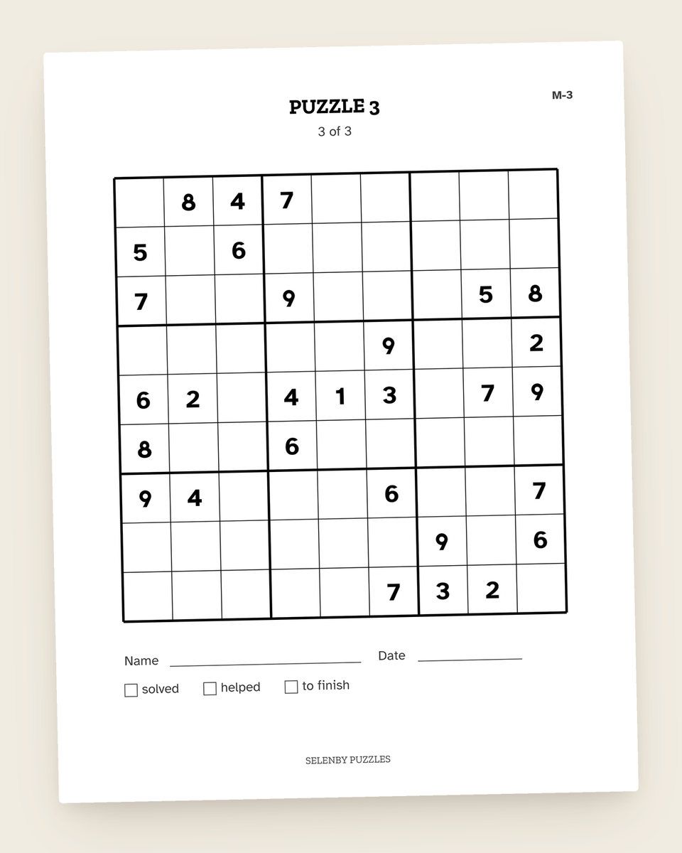 Sudoku Sampler: another page from the printable