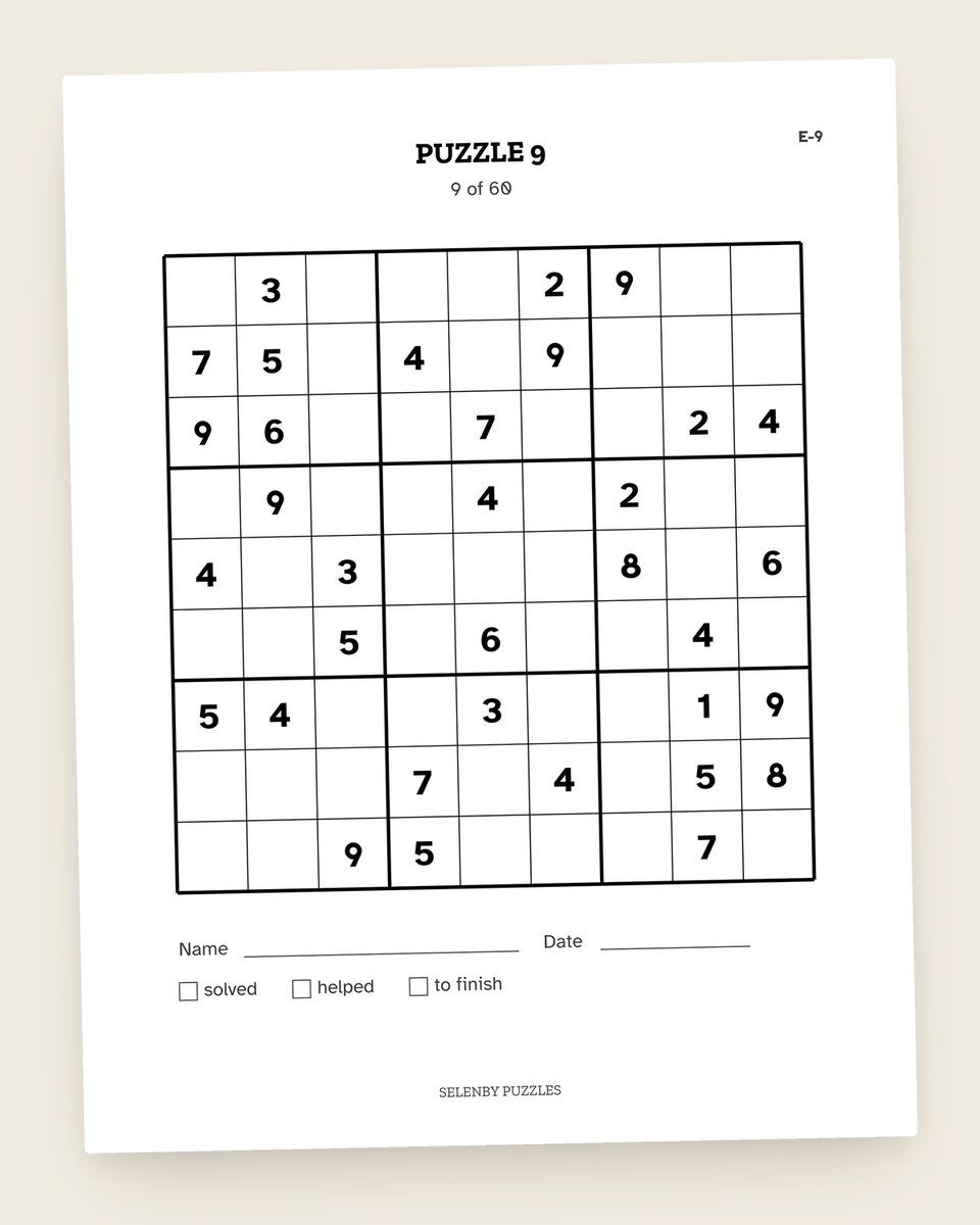 Large Print Sudoku Kit: another page from the printable