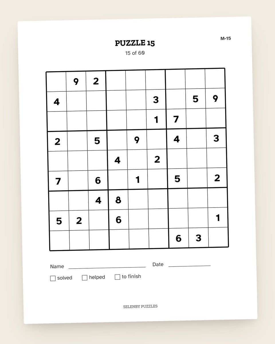 Large Print Sudoku Kit: another page from the printable