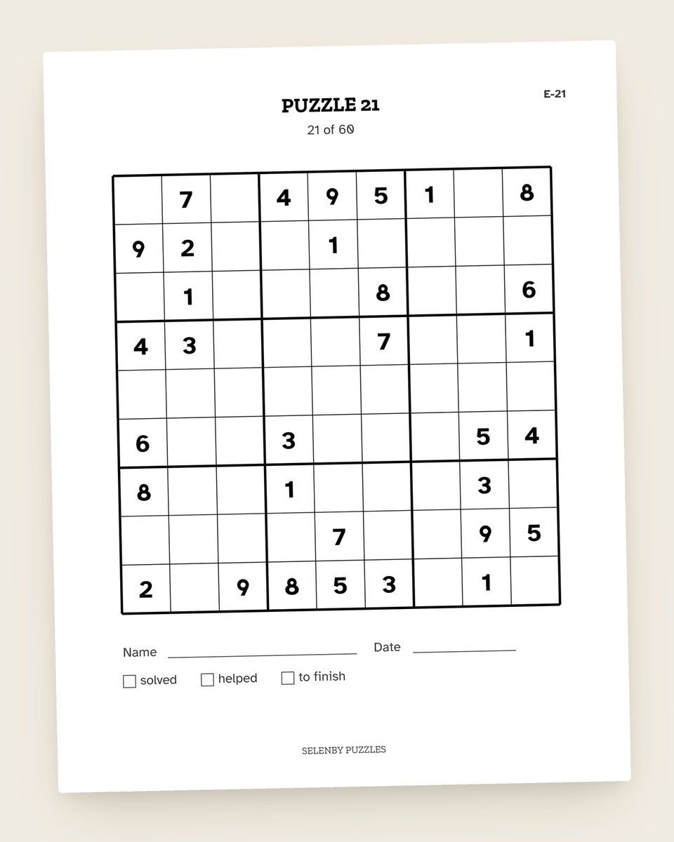 Easy Sudoku, Level 2: another page from the printable