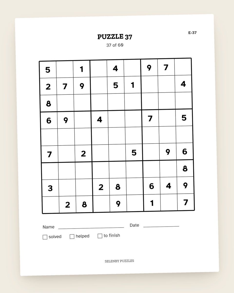 Easy Sudoku, Level 2: another page from the printable