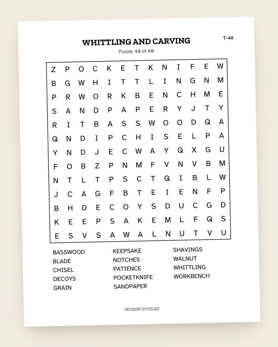Large Print Word Search Kit: another page from the printable