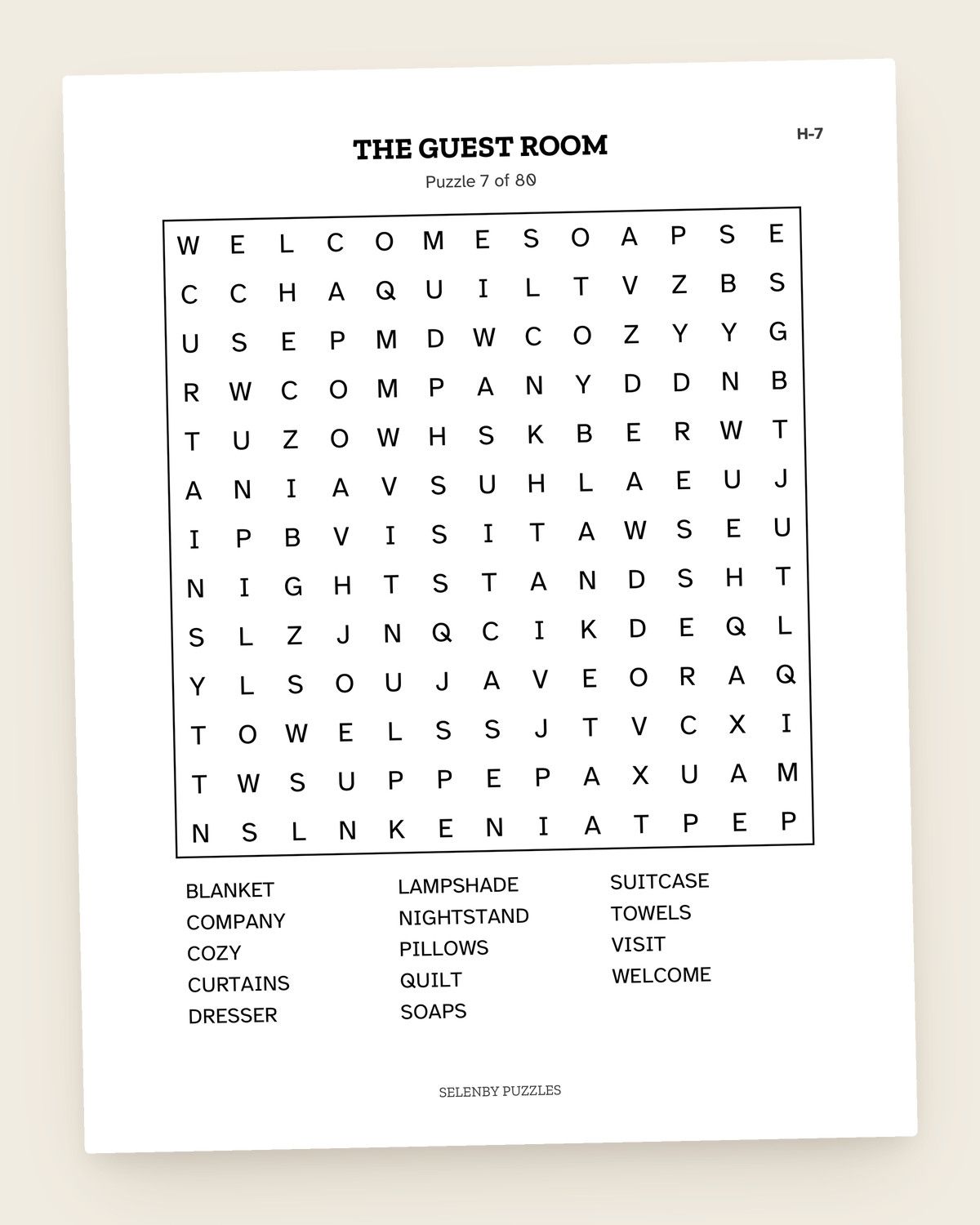 Large Print Word Search Kit: a page from the printable