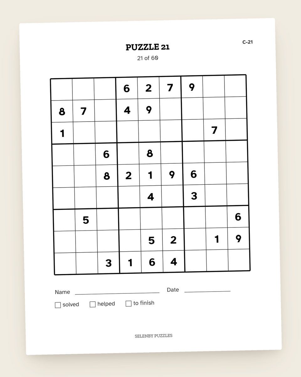 Hard Sudoku, Level 4: another page from the printable