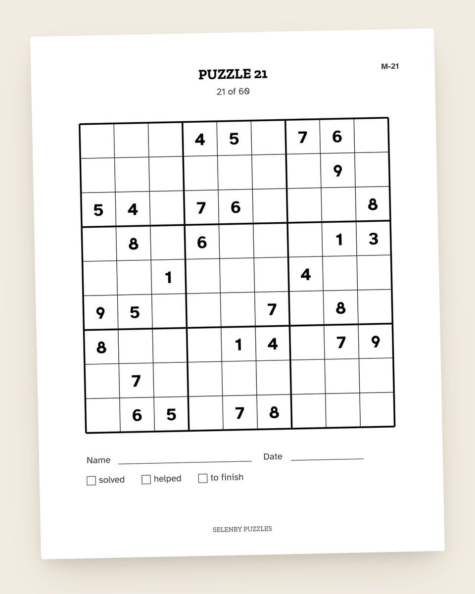Medium Sudoku, Level 3: another page from the printable
