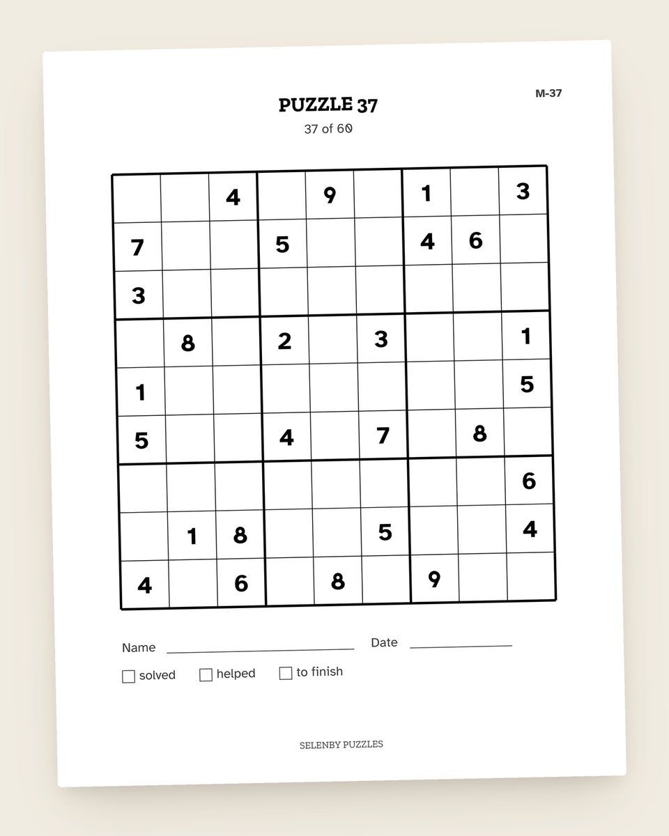 Medium Sudoku, Level 3: another page from the printable
