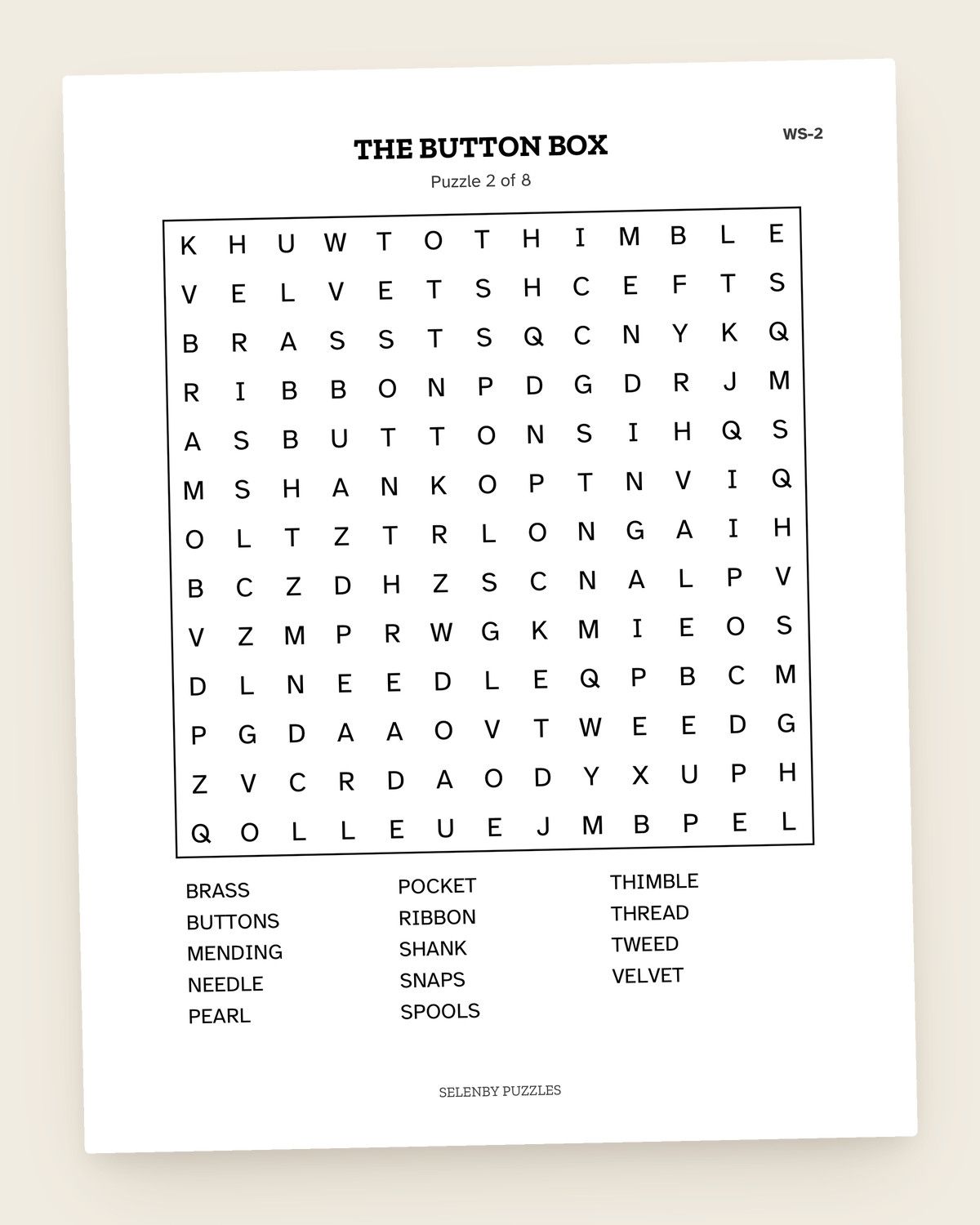 Word Search Sampler: a page from the printable