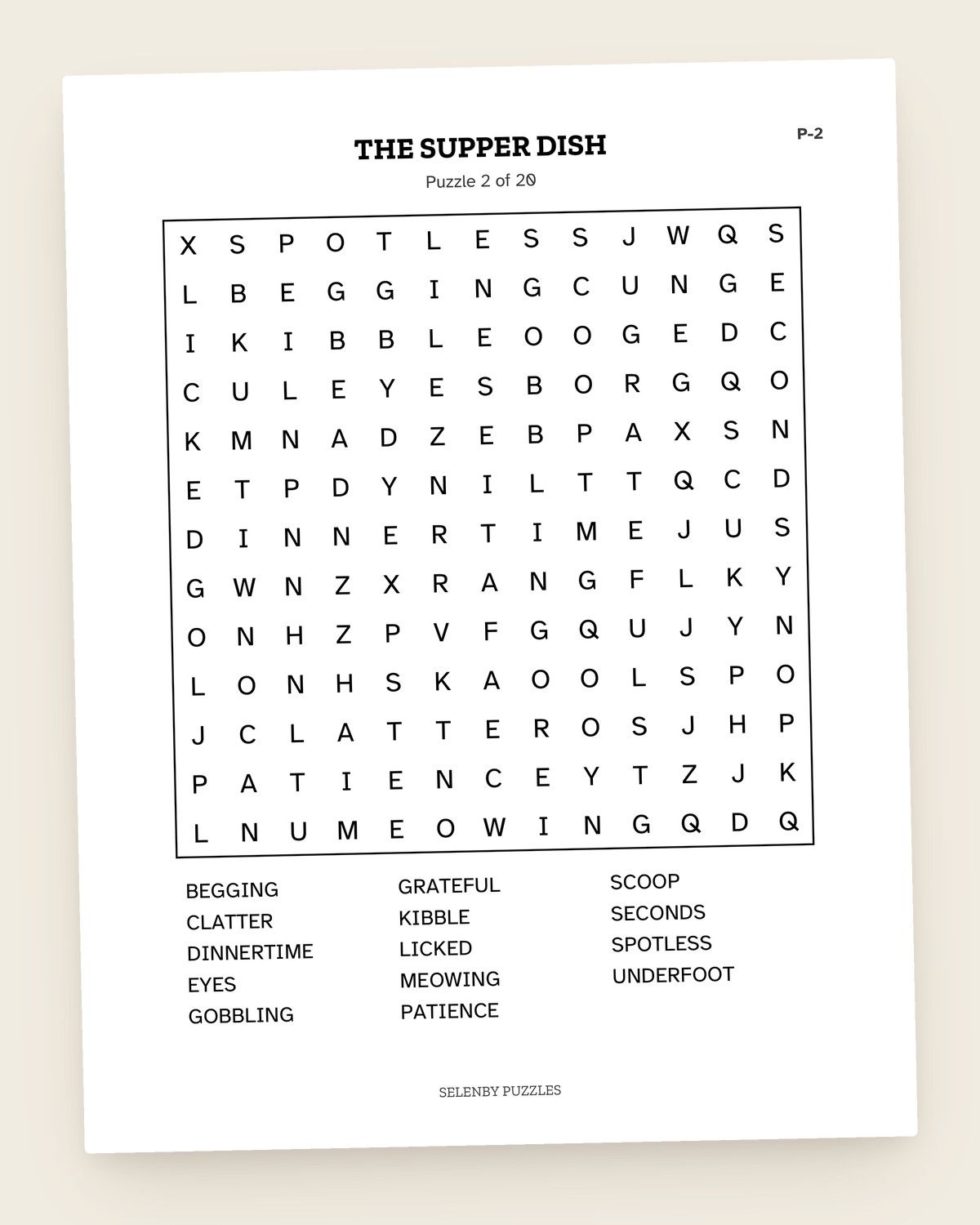 Pet Lovers Word Search: a page from the printable