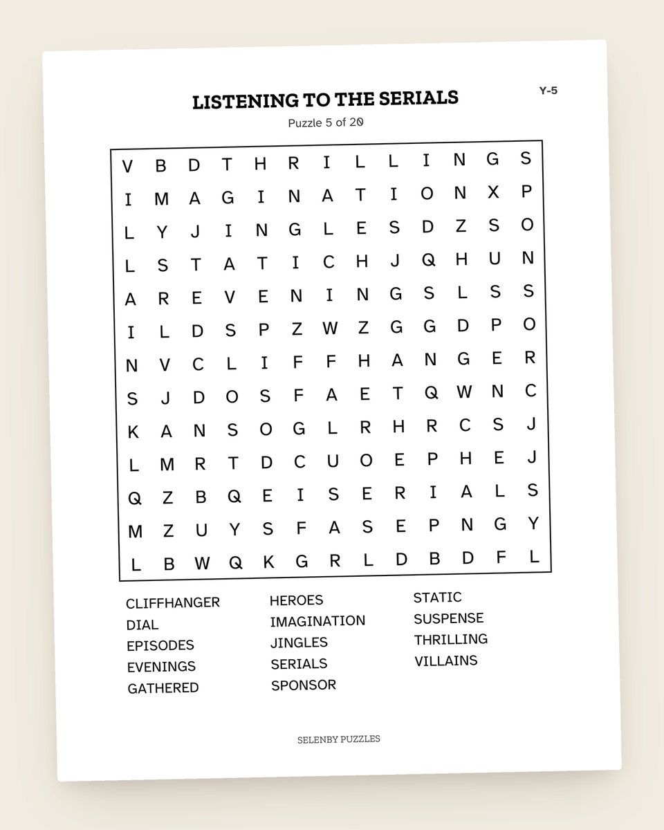 Nostalgia Word Search: another page from the printable