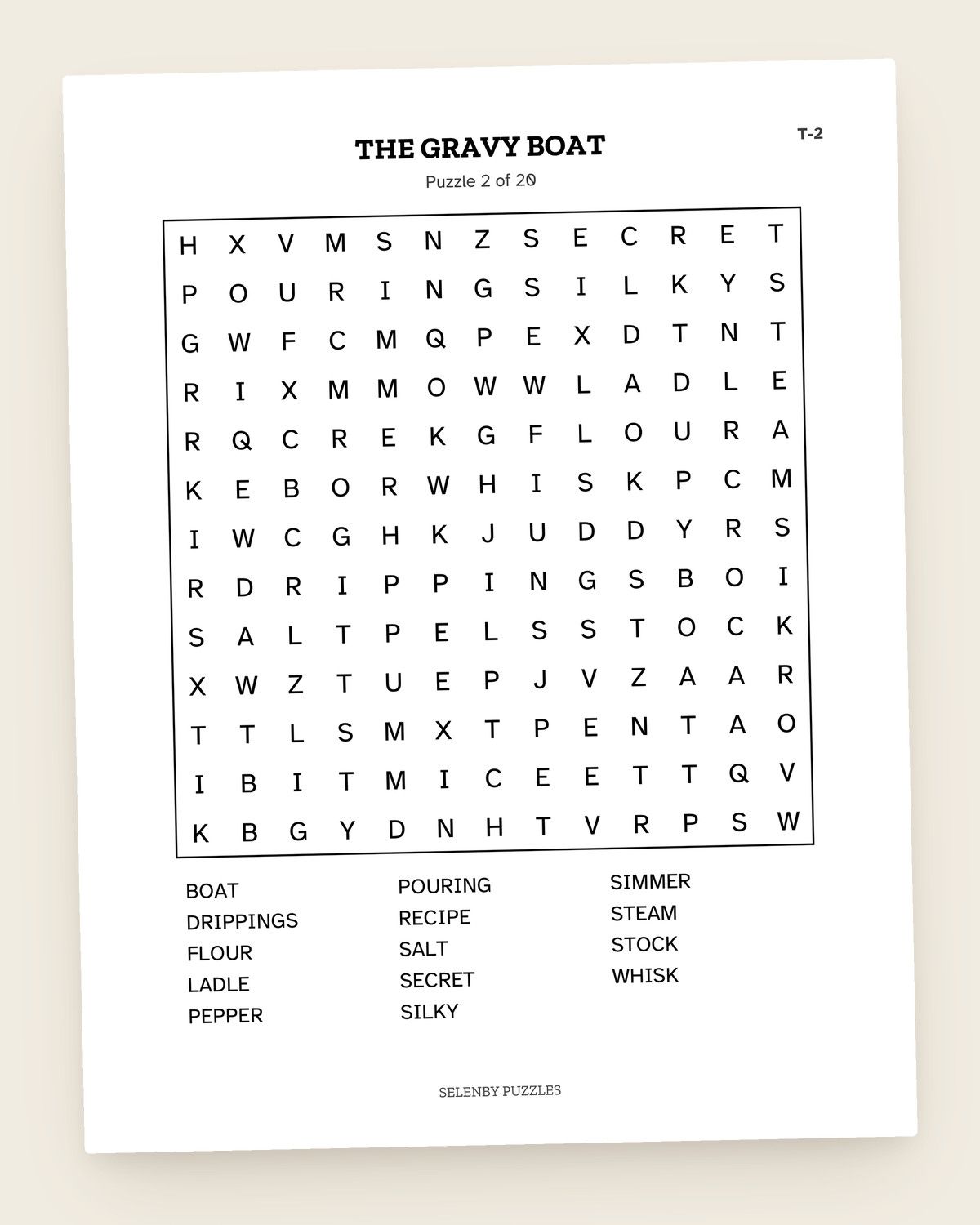 Thanksgiving Word Search: a page from the printable