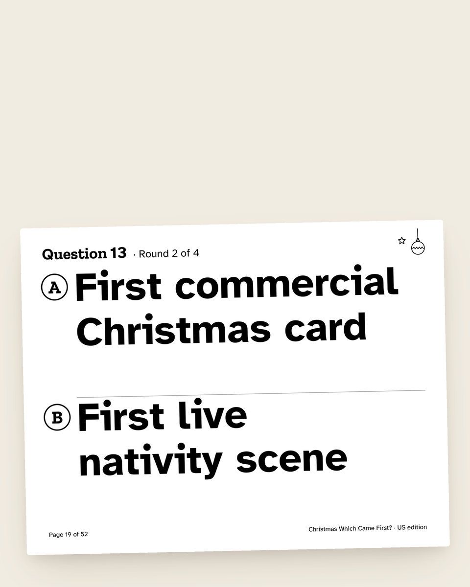 Christmas Trivia: Which Came First: another page from the printable