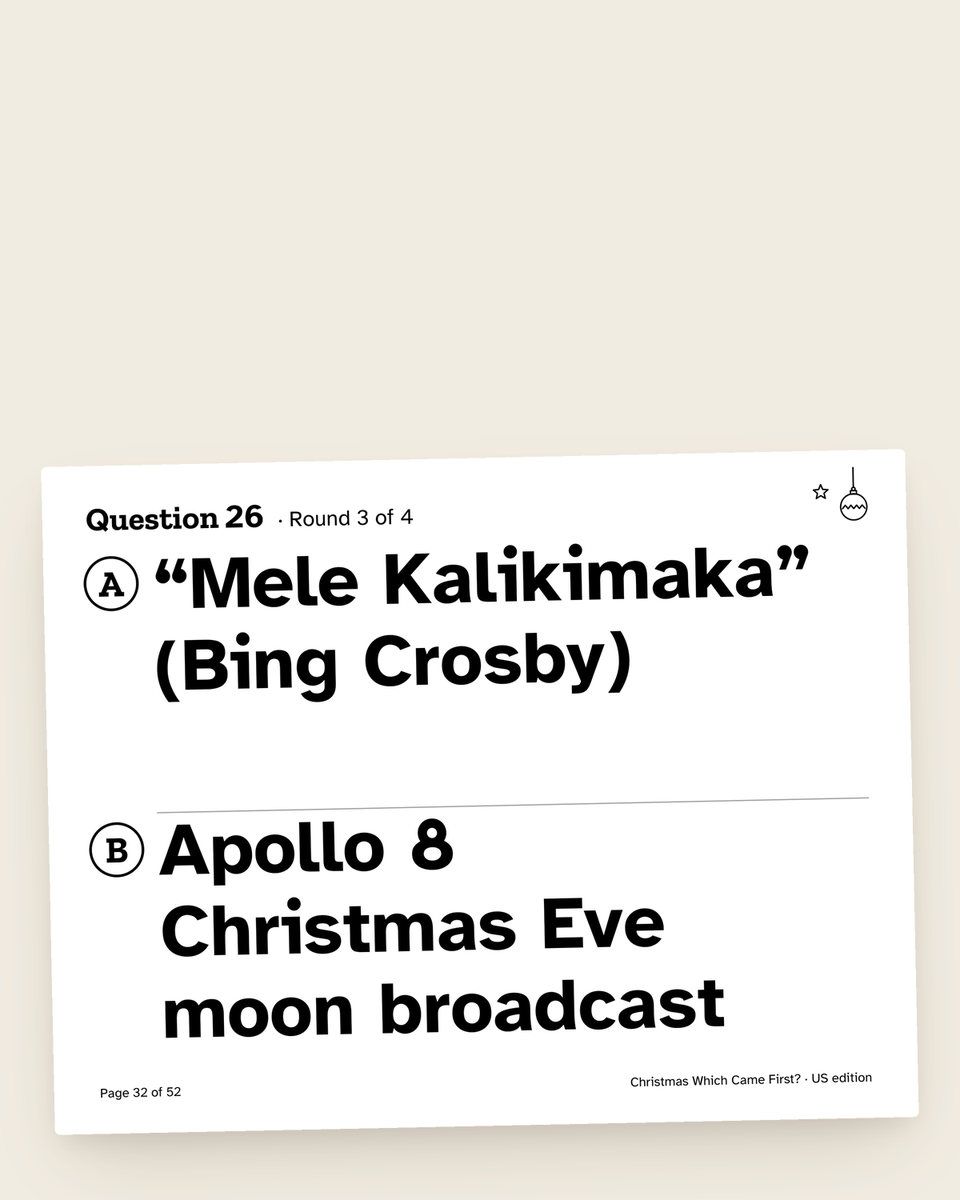 Christmas Trivia: Which Came First: another page from the printable