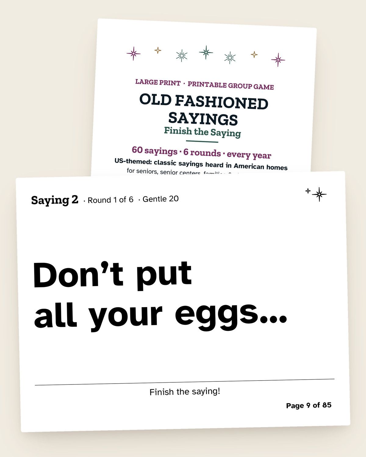 Old Fashioned Sayings: a page from the printable