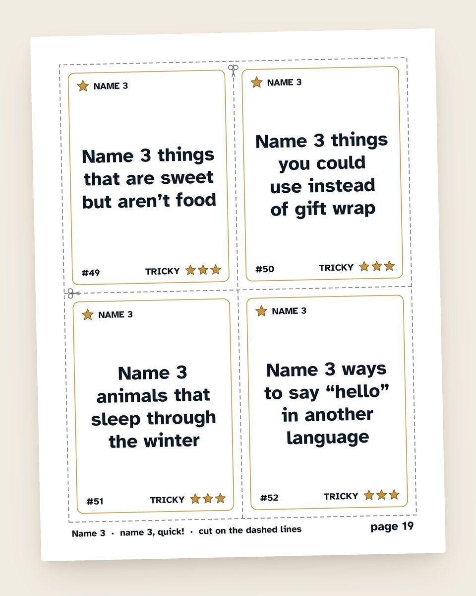 Christmas Name Three Things: another page from the printable