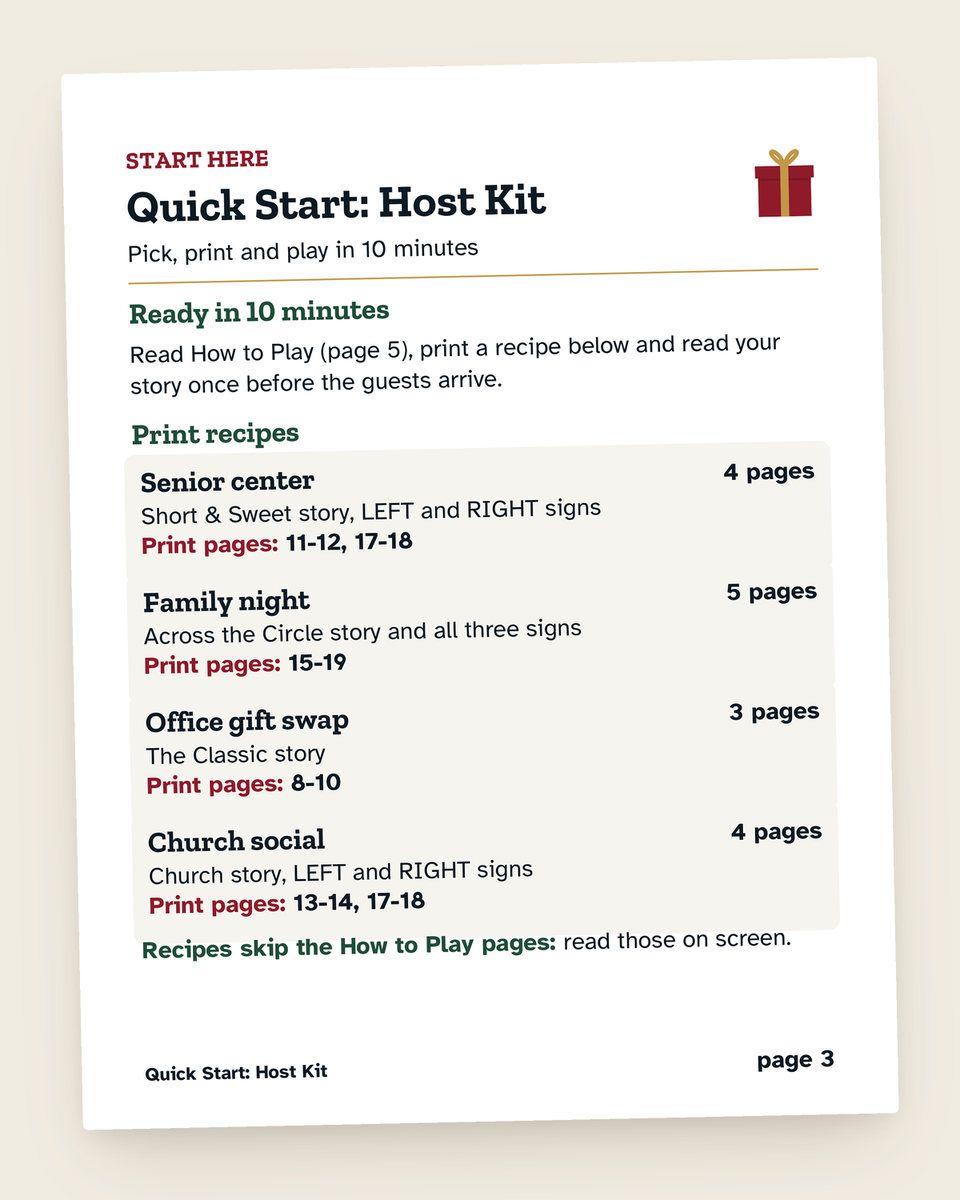 Christmas Pass the Gift Story: another page from the printable