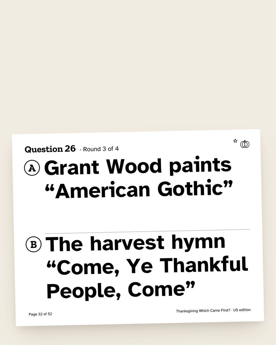 Thanksgiving Trivia: Which Came First: another page from the printable