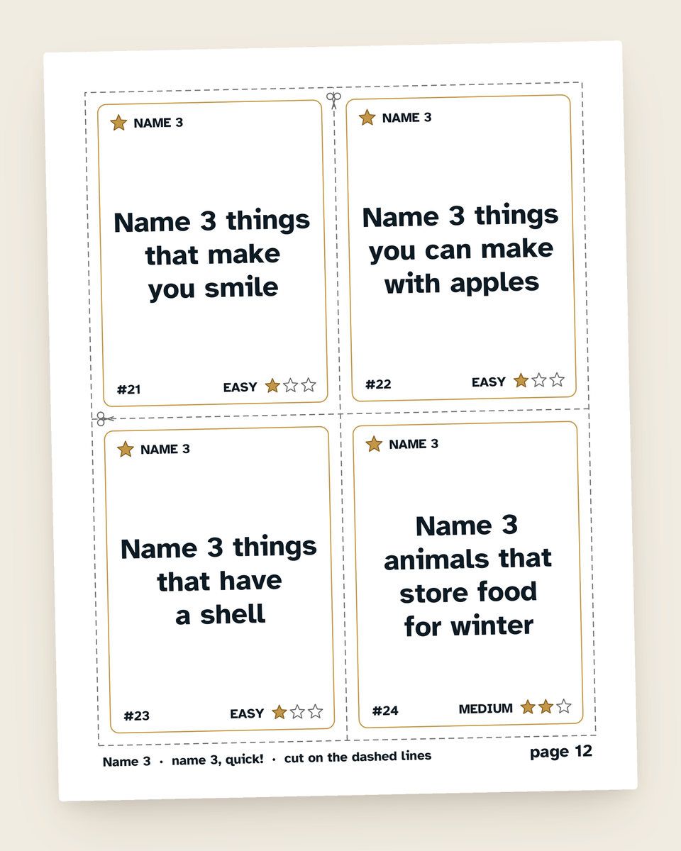 Thanksgiving Name Three Things: another page from the printable