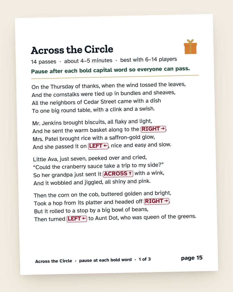 Thanksgiving Pass the Prize Story: another page from the printable