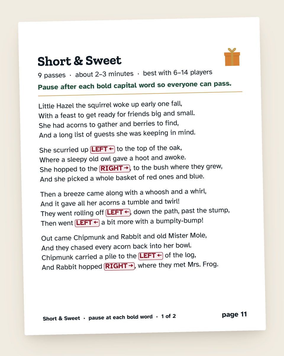 Thanksgiving Pass the Prize Story: another page from the printable