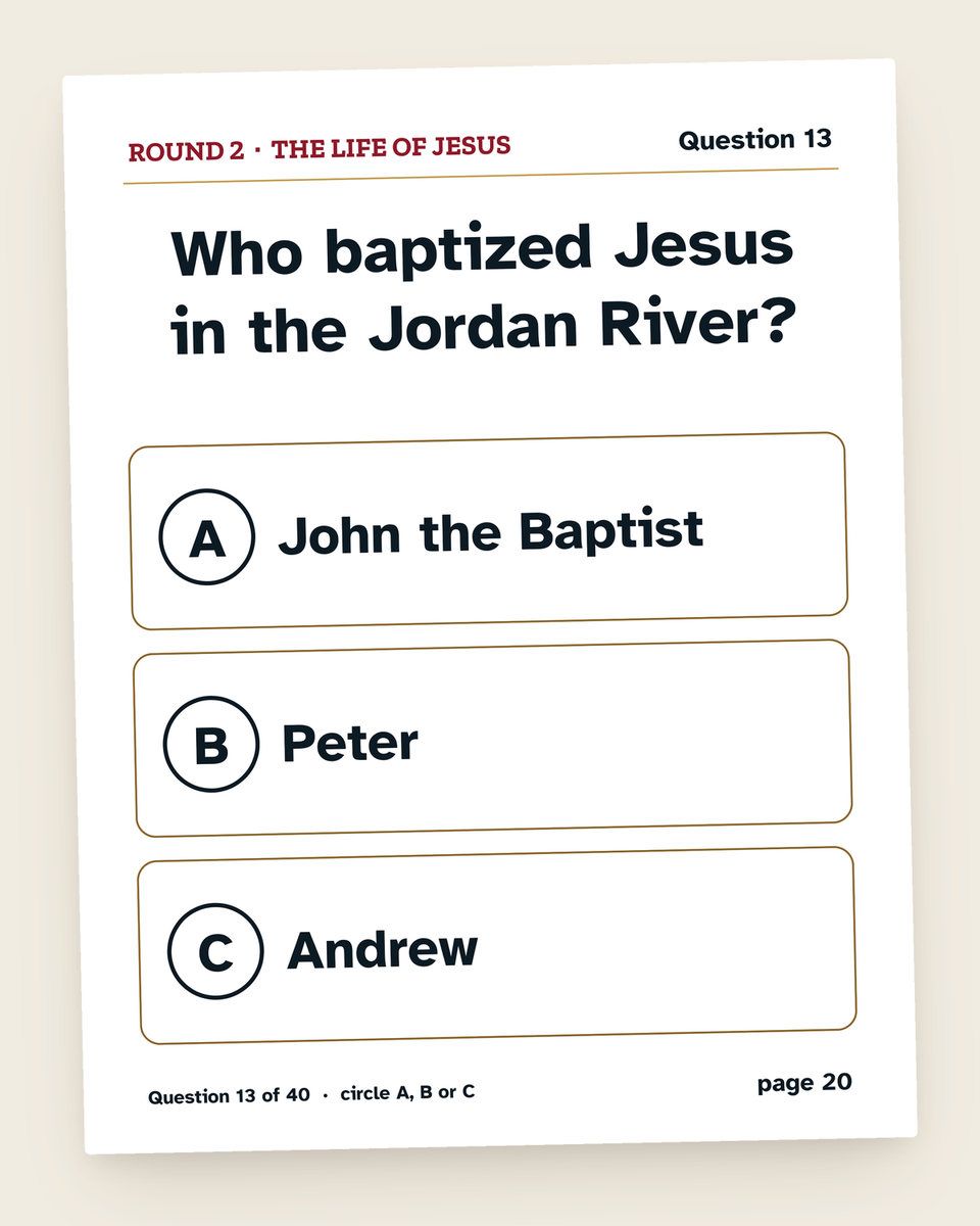 Bible Quiz Game: another page from the printable
