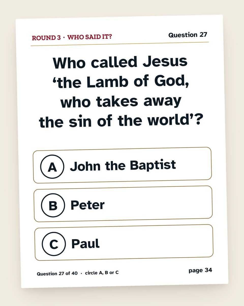 Bible Quiz Game: another page from the printable