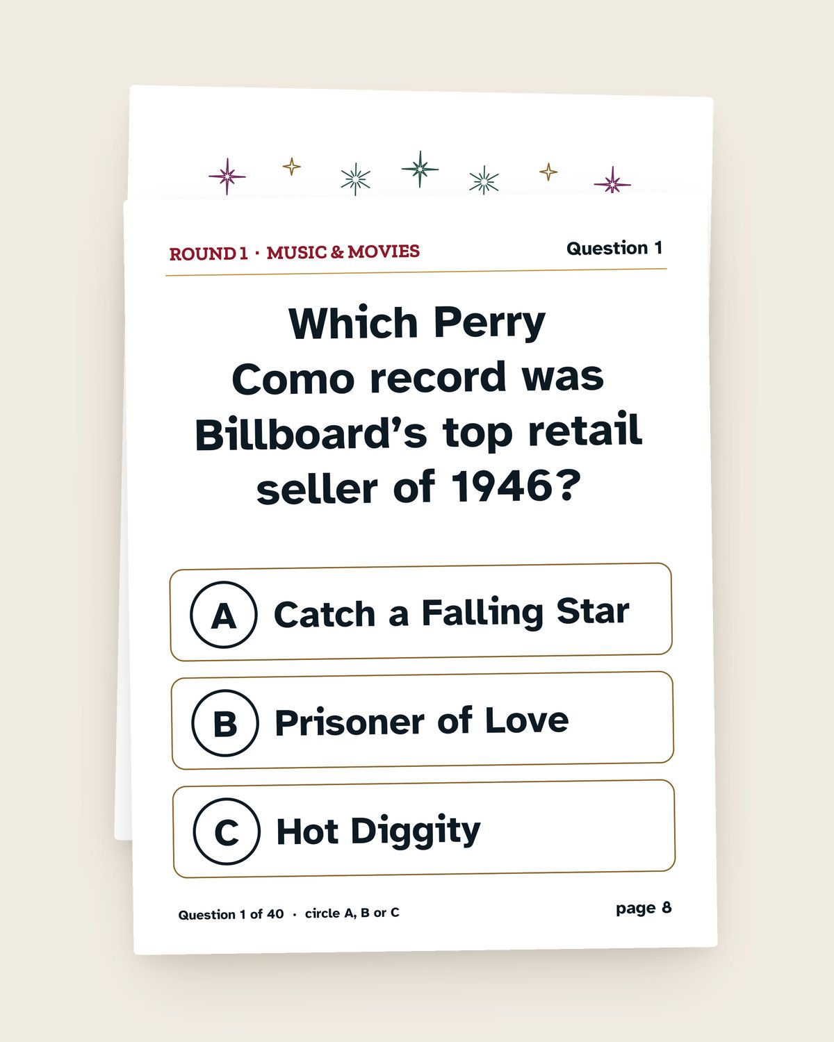 80th Birthday Games Bundle: pages from the printable