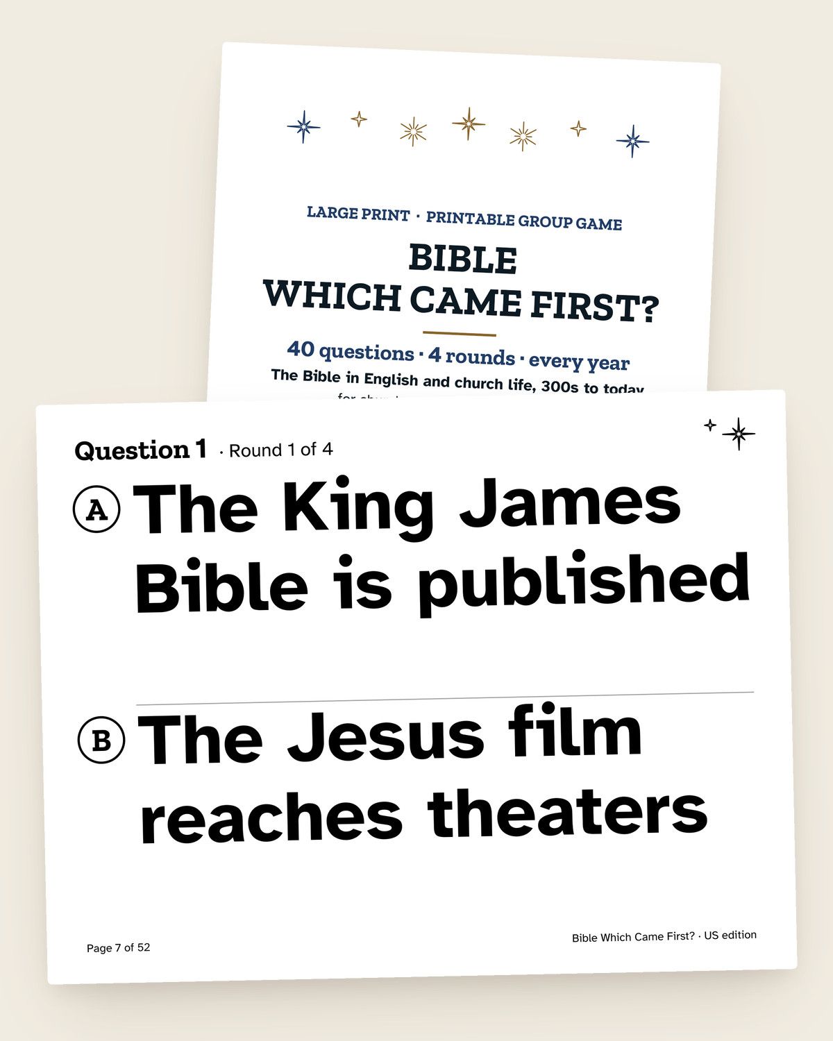 Church History: Which Came First: a page from the printable