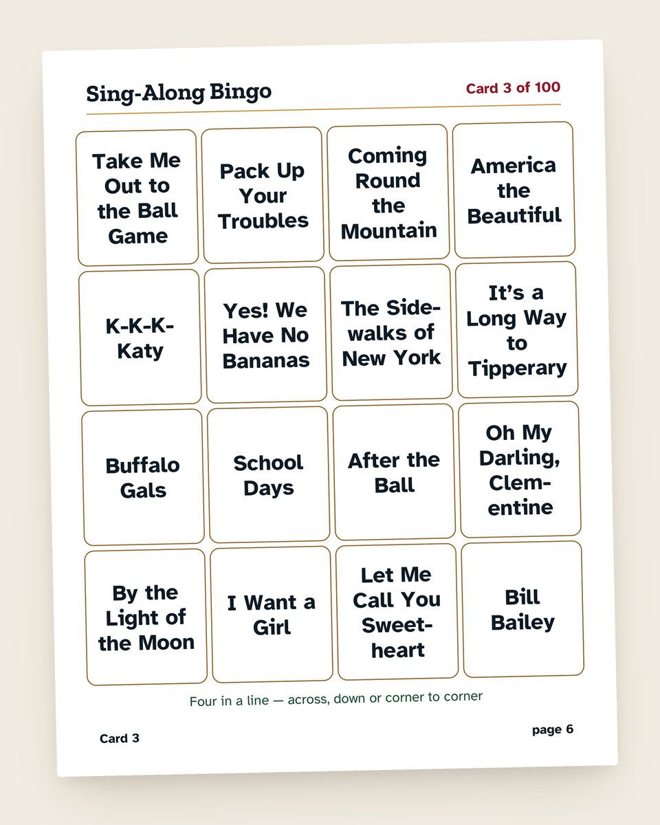 Music Bingo Bundle: another page from the printable