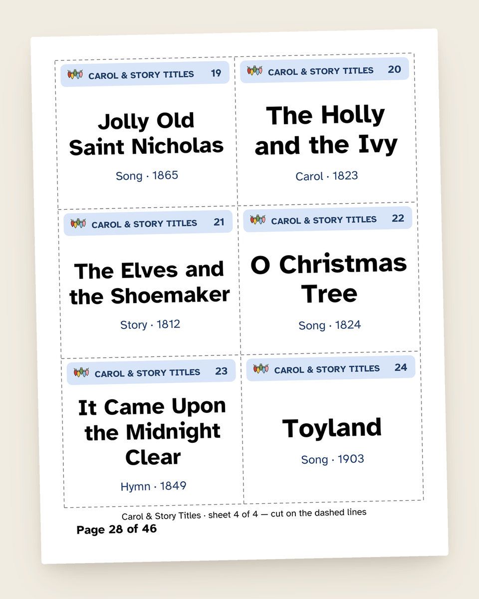 Christmas Charades: another page from the printable