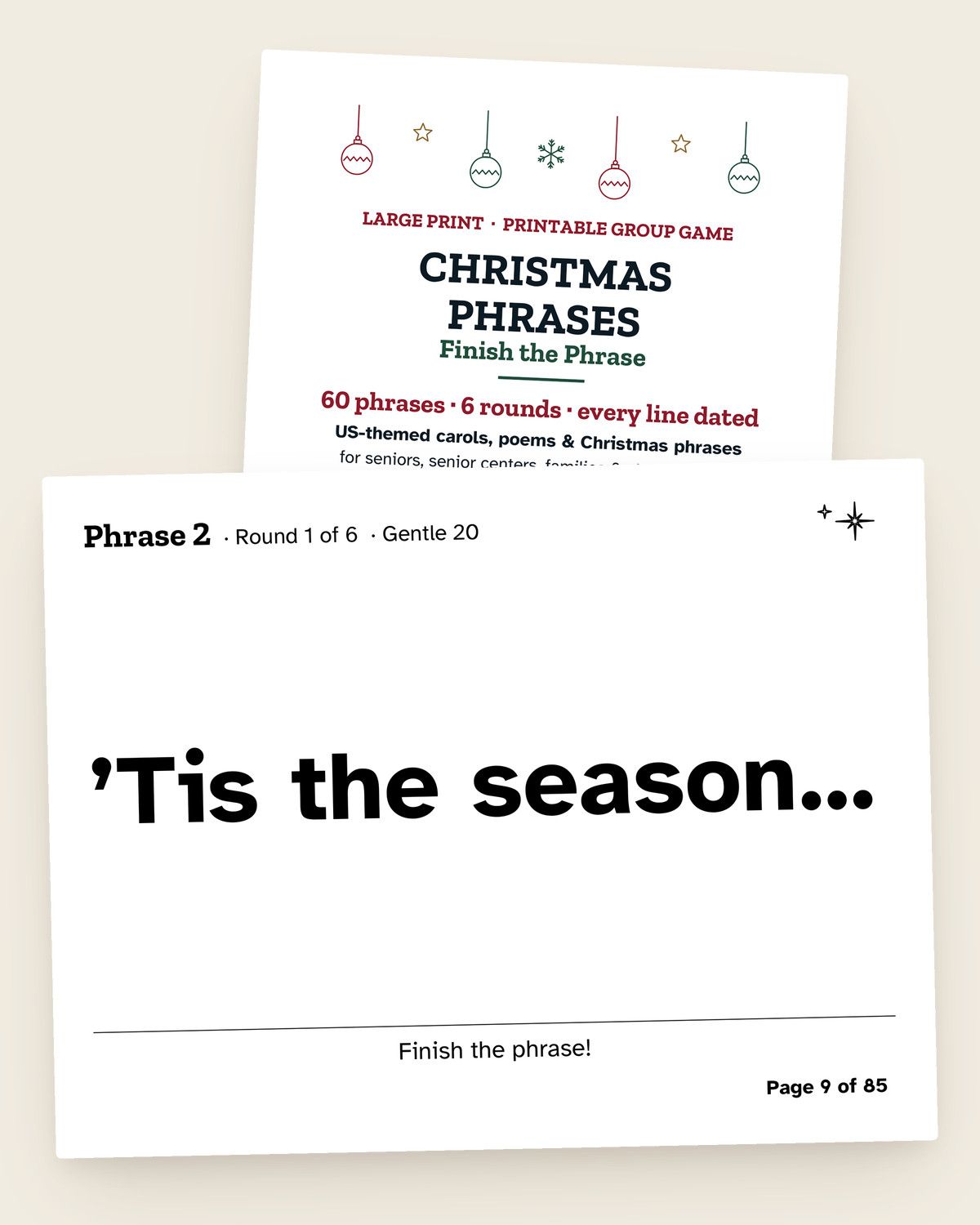 Christmas Finish the Phrase: pages from the printable
