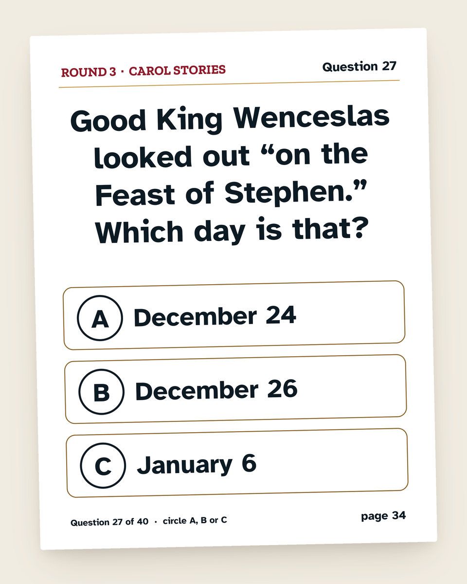 Christmas Trivia Night Bundle: another page from the printable