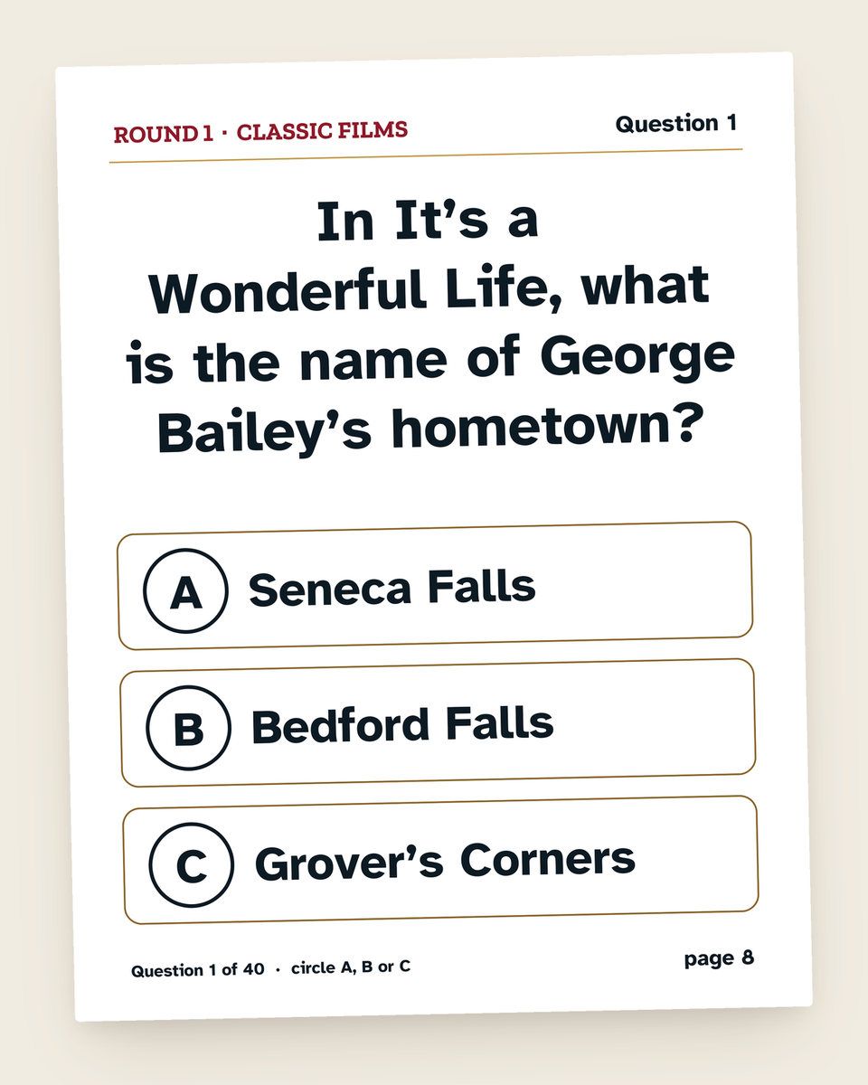 Christmas Trivia Night Bundle: another page from the printable
