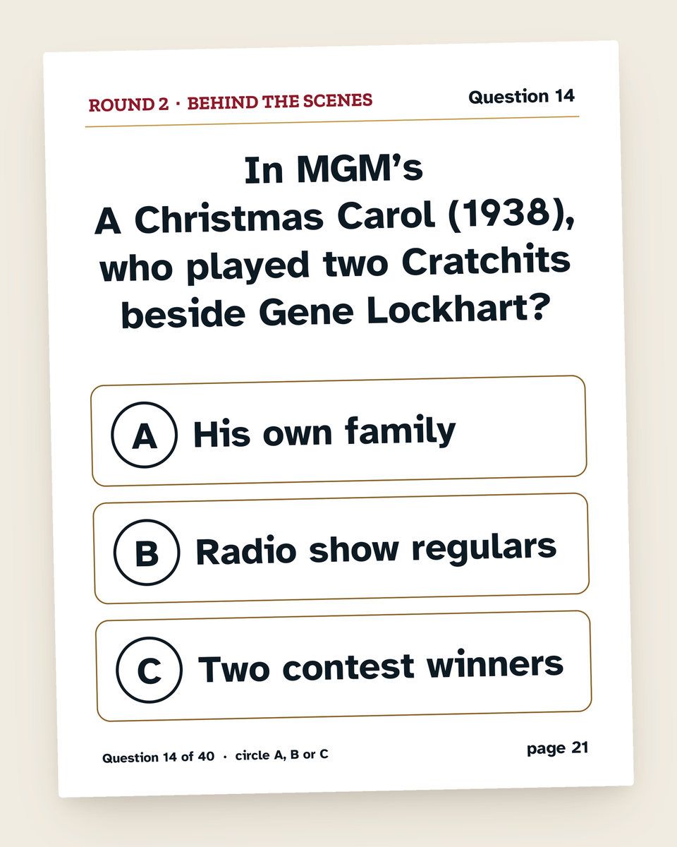 Christmas Movie Trivia: another page from the printable