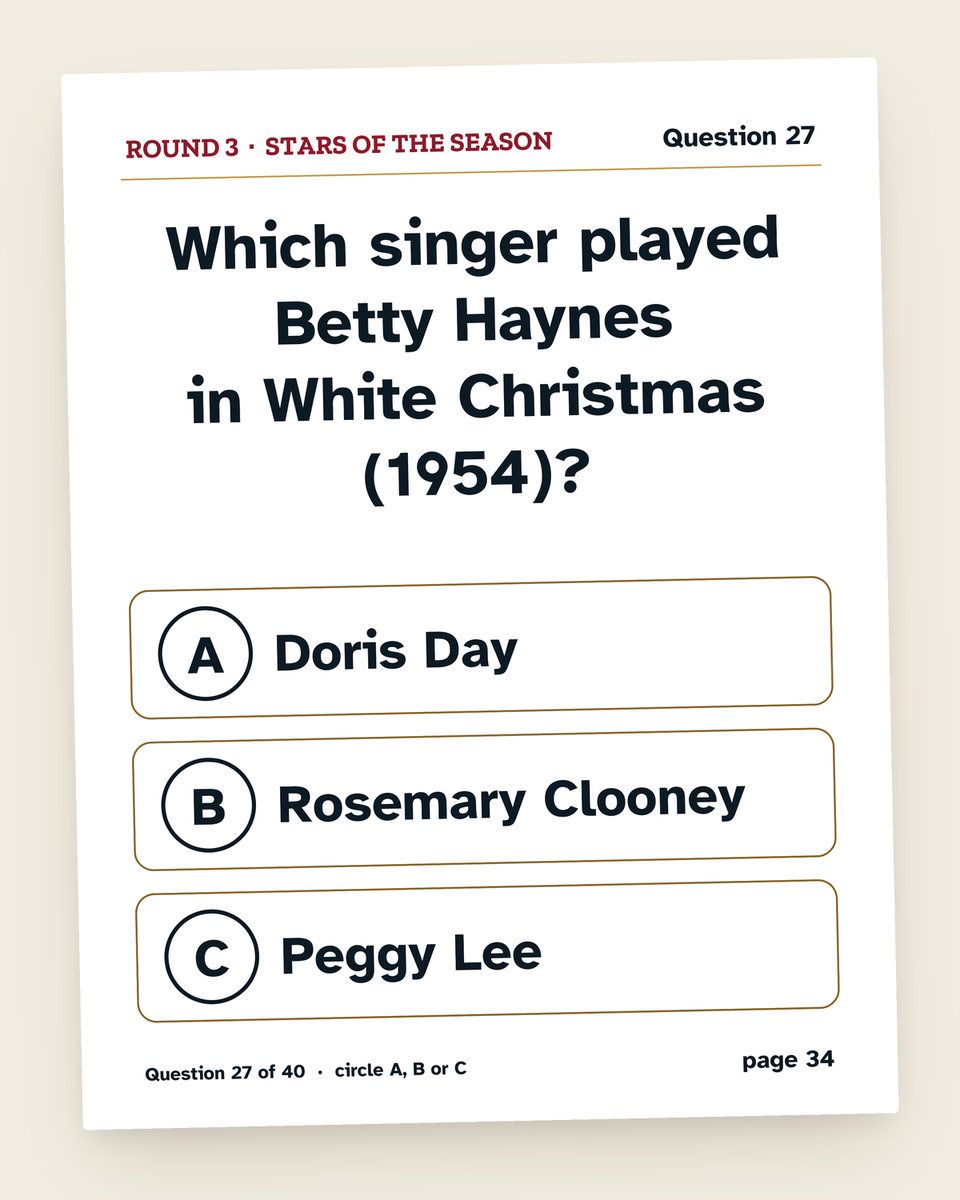 Christmas Movie Trivia: another page from the printable