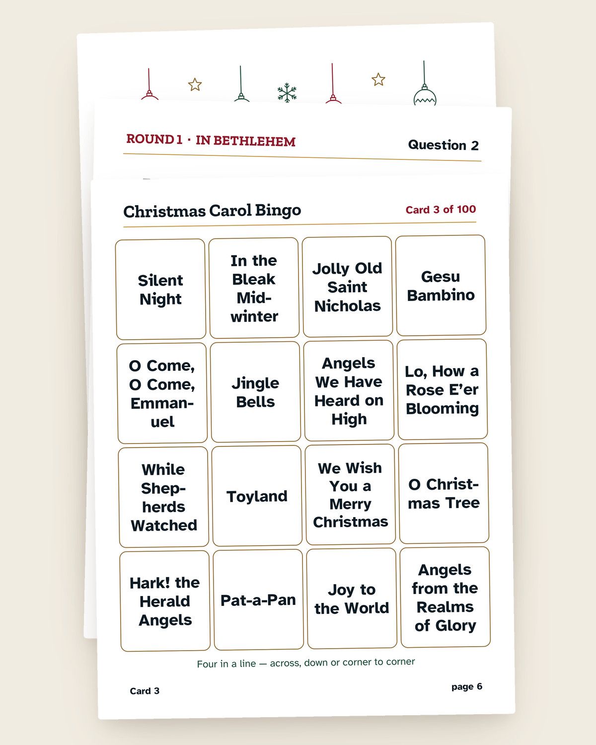 Church Christmas Games Bundle: a page from the printable