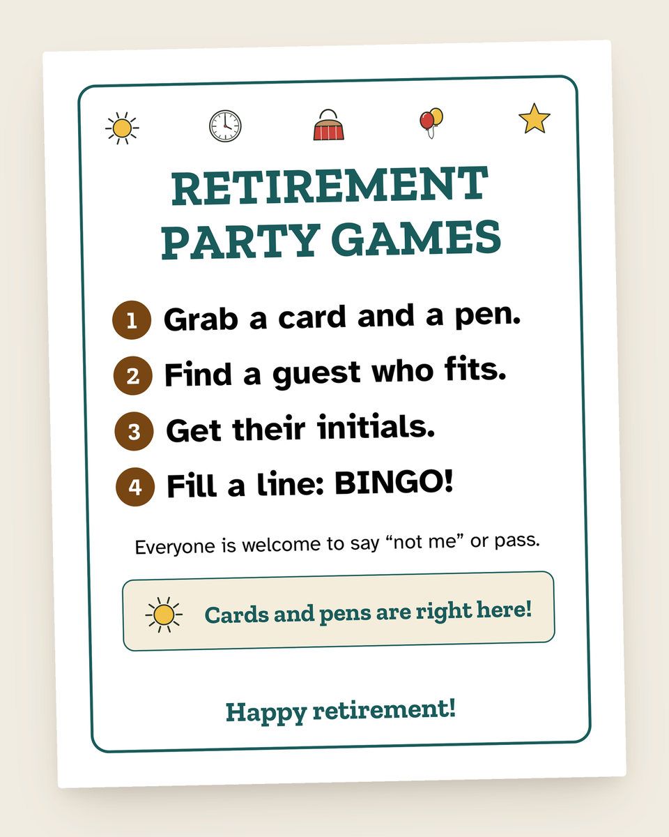 Retirement Party Games: another page from the printable