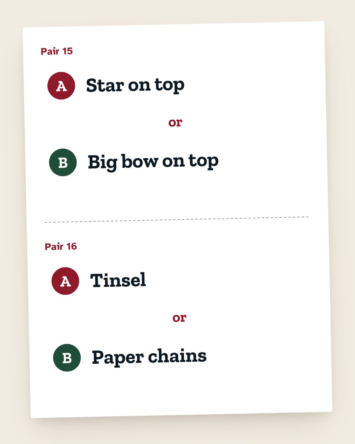 Christmas This or That: pages from the printable