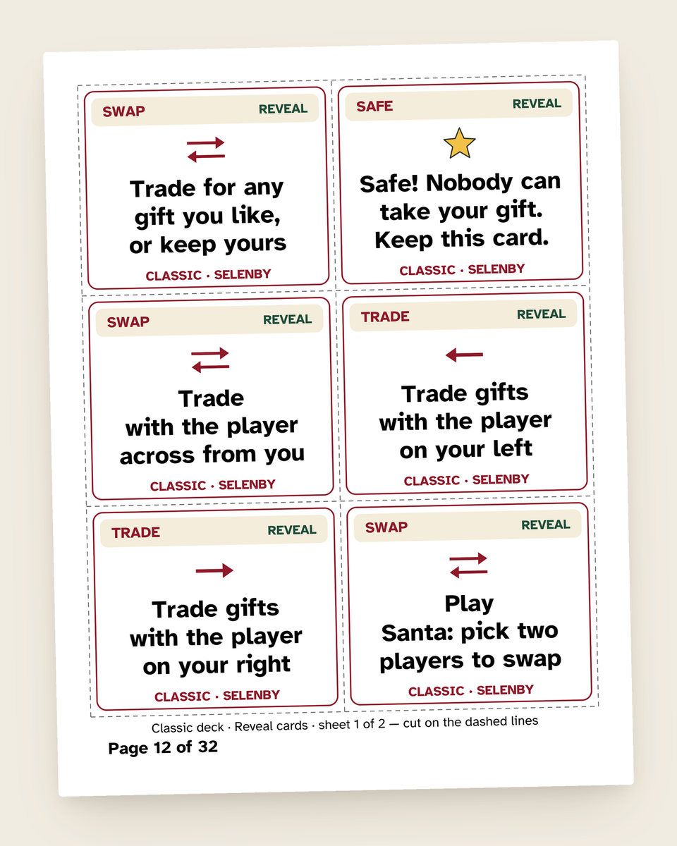 Christmas Gift Exchange Games Bundle: another page from the printable