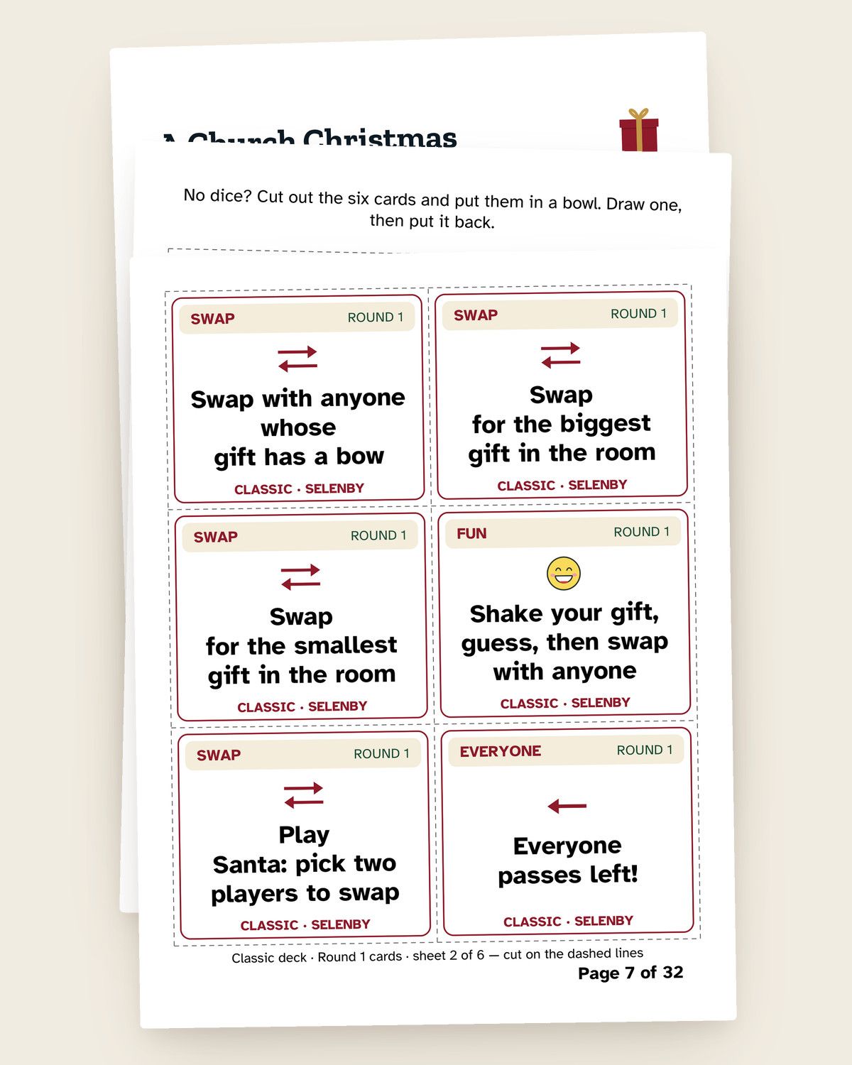 Christmas Gift Exchange Games Bundle: pages from the printable