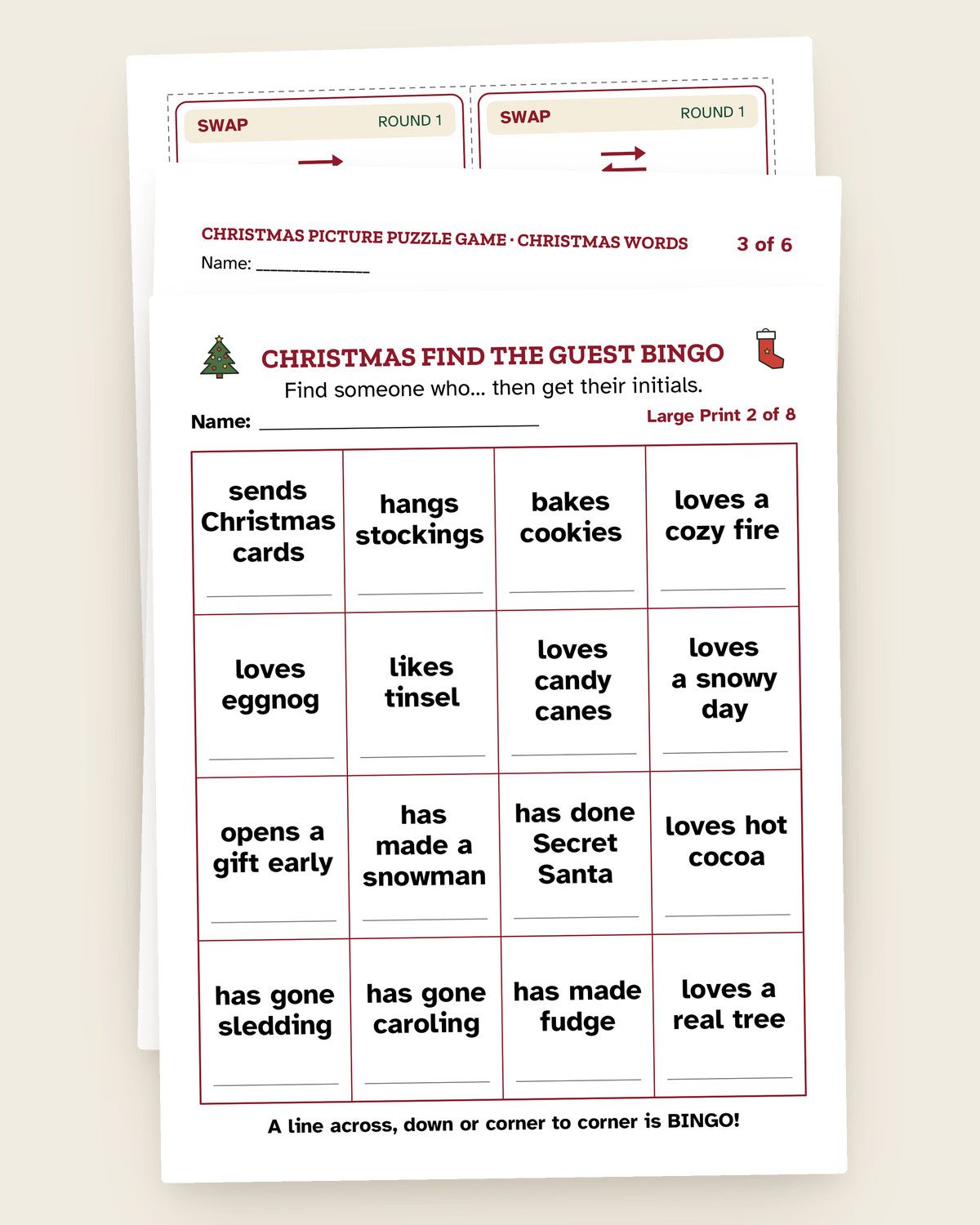 Office Christmas Party Games: pages from the printable