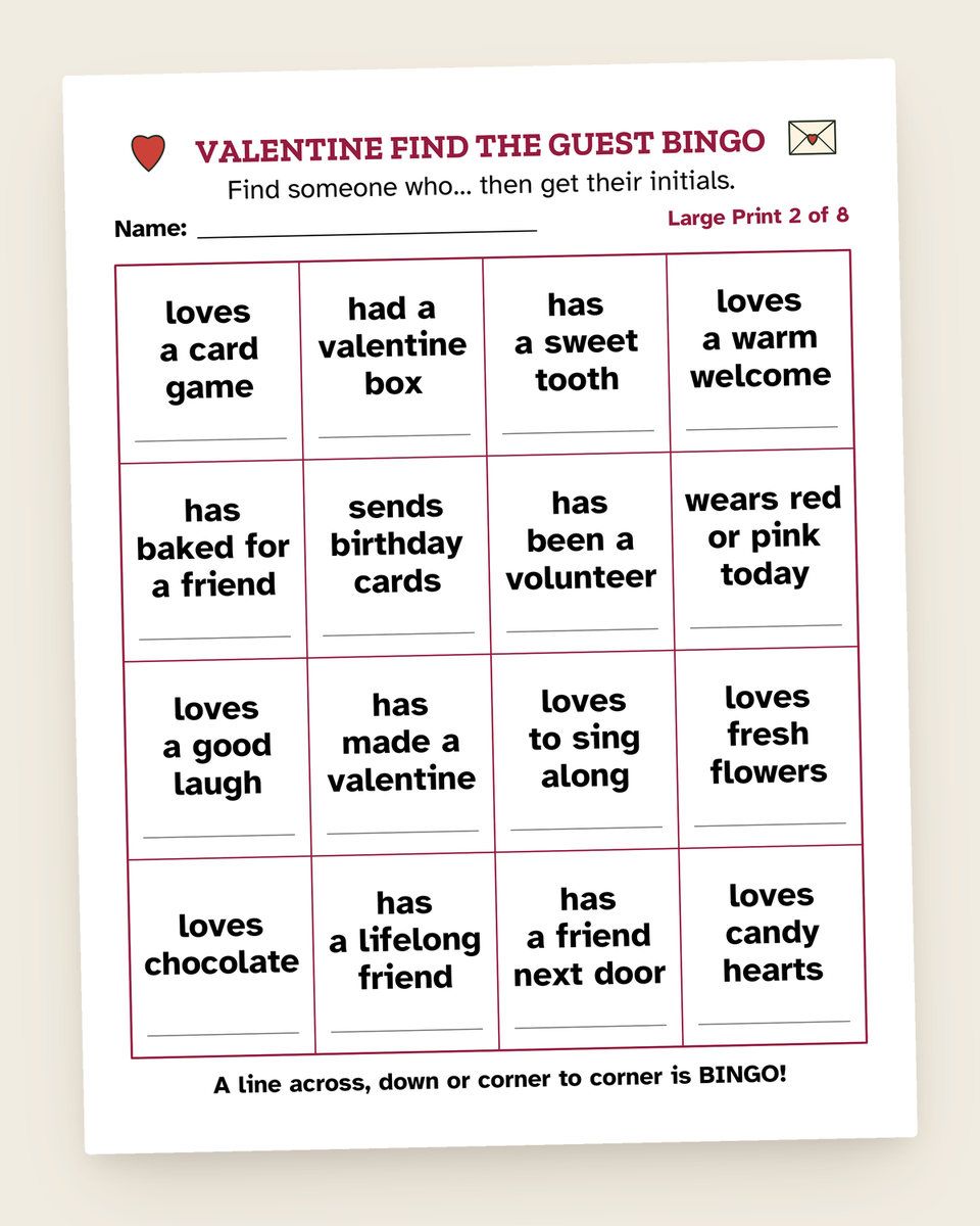 Valentine Games Bundle: another page from the printable