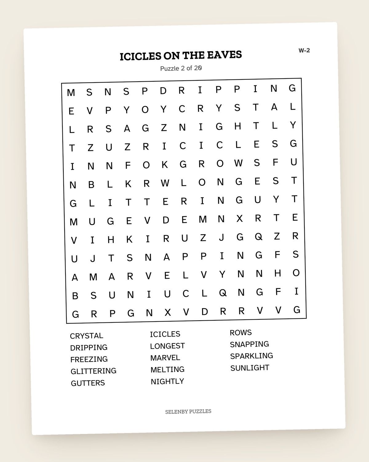 Winter Word Search: pages from the printable