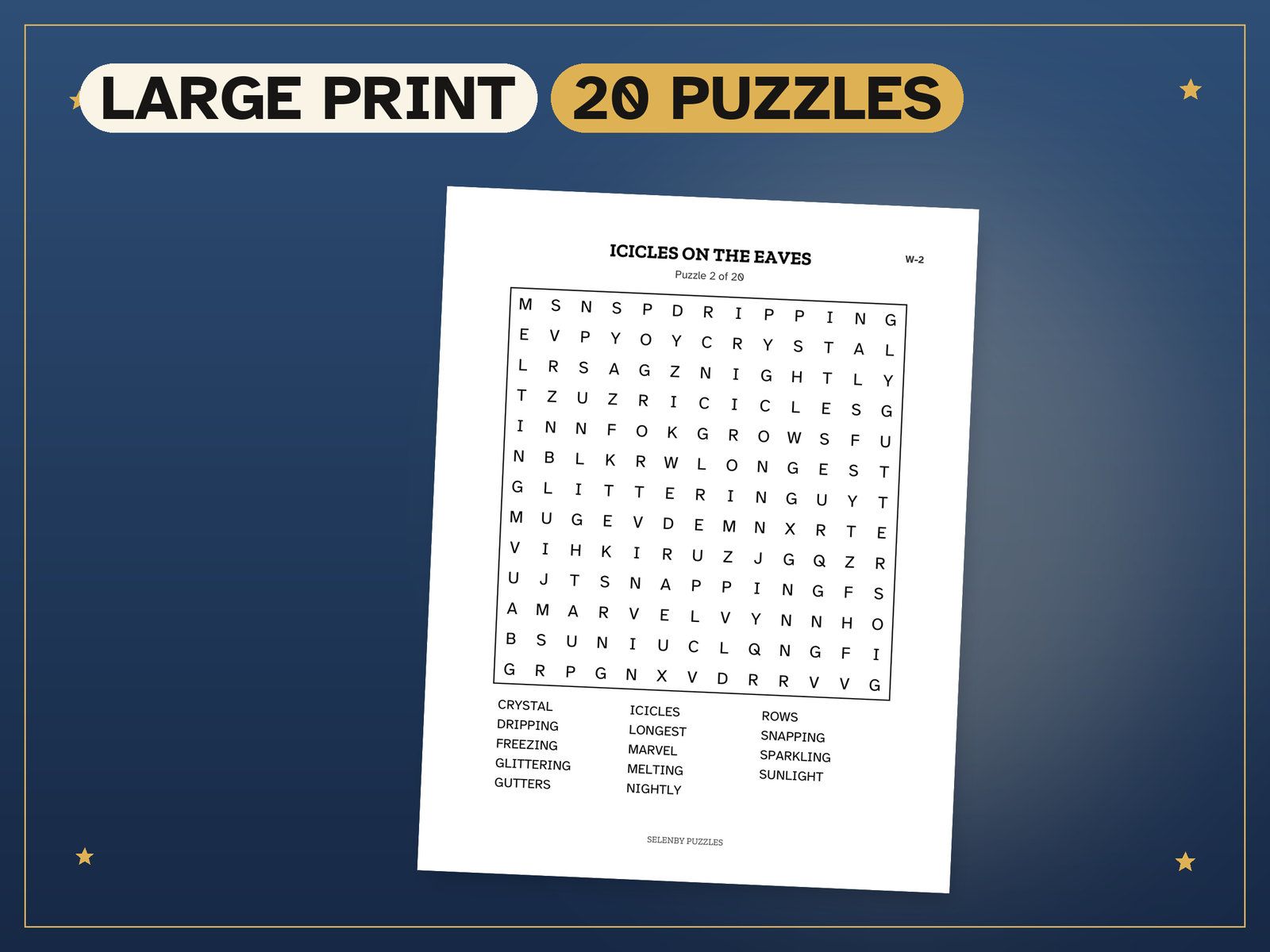 Winter Word Search: a real page from the printable