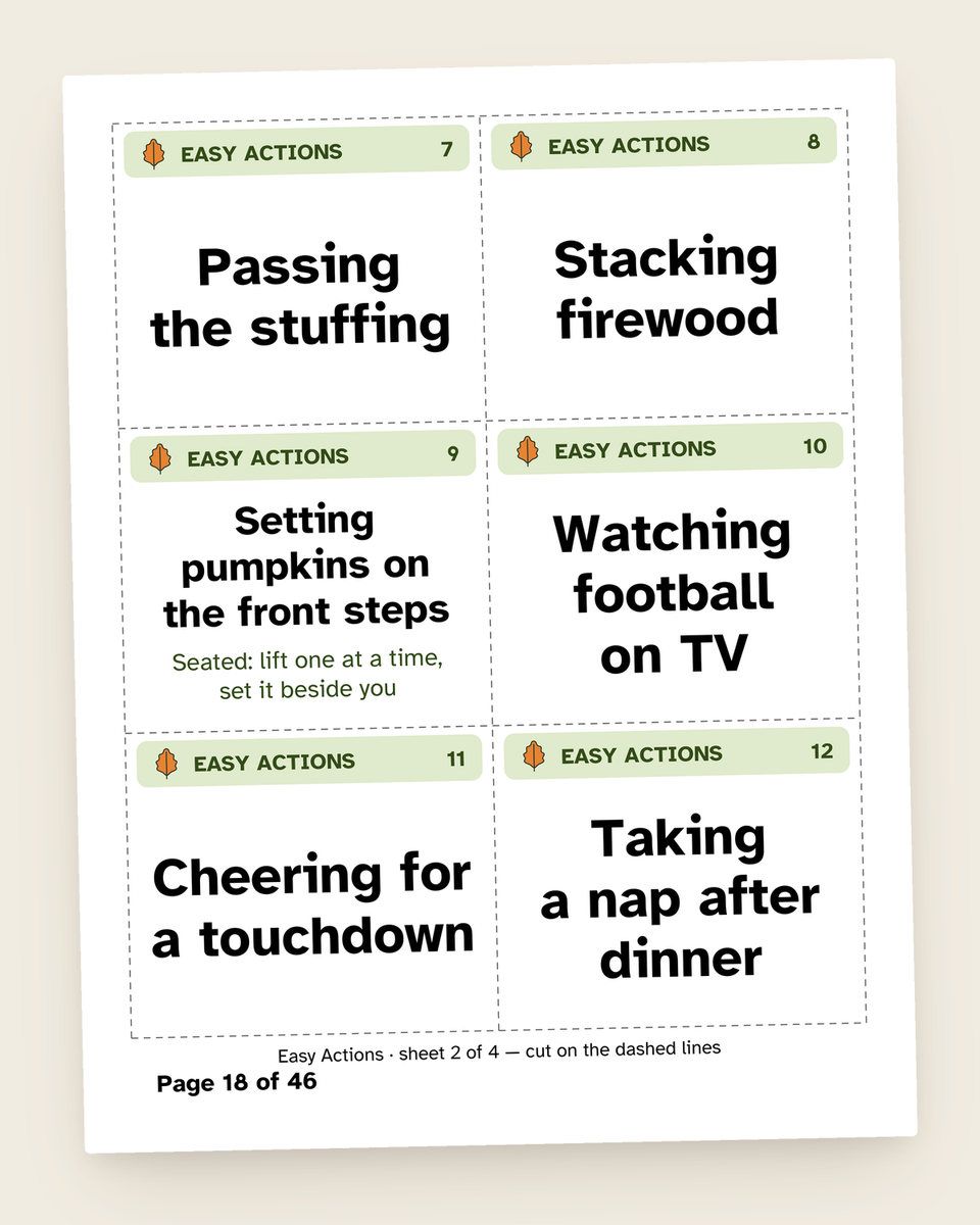 Thanksgiving Charades: another page from the printable