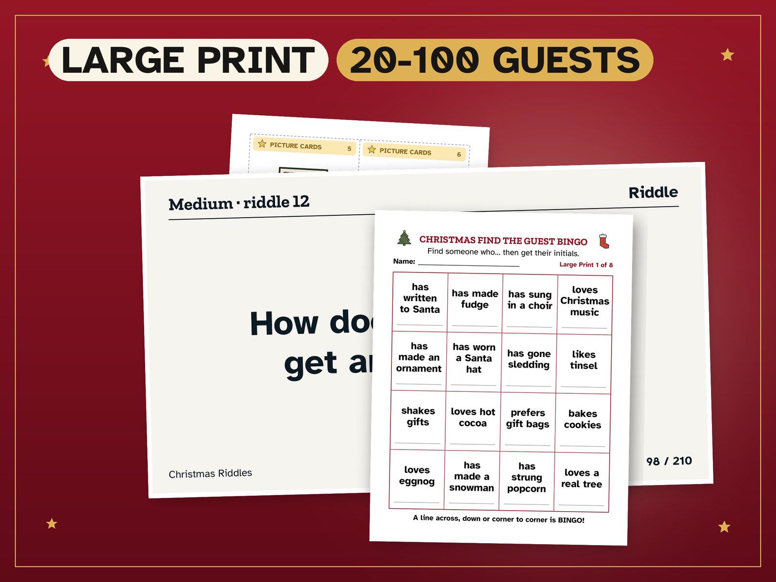 Christmas Party Kit for Large Groups: a real page from the printable