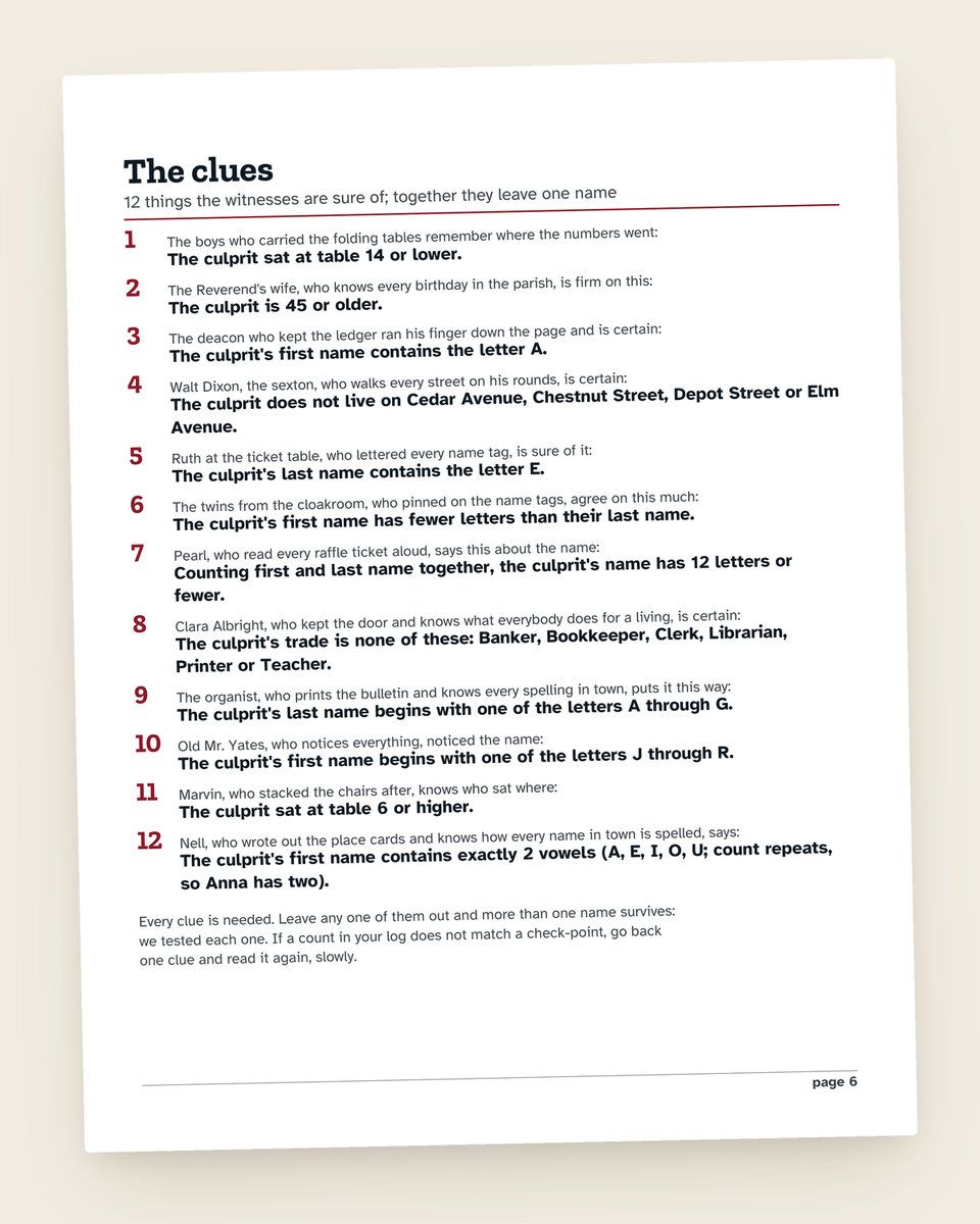 All Nine Cases: another page from the printable