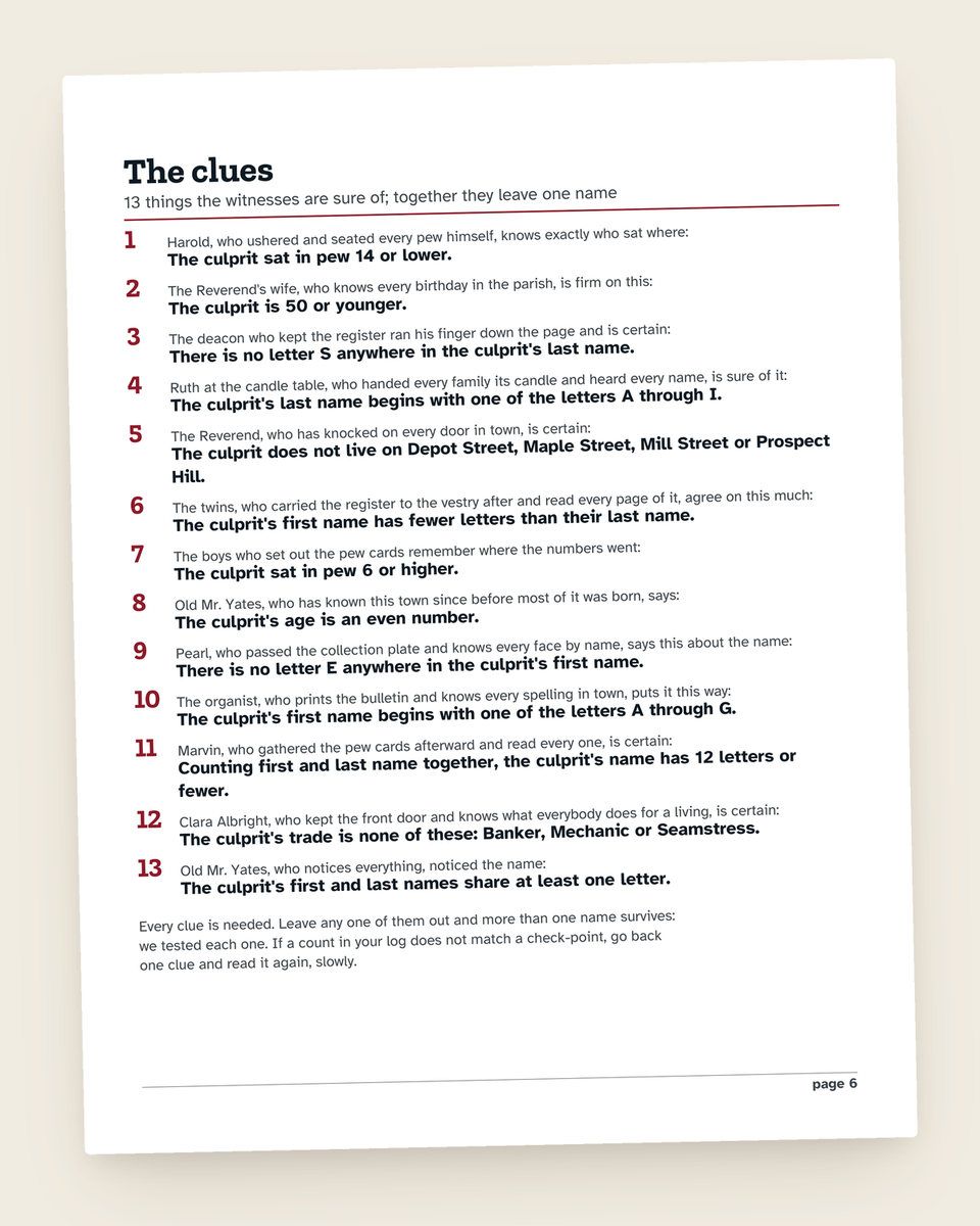 Case File No. 2: The Christmas Star: another page from the printable