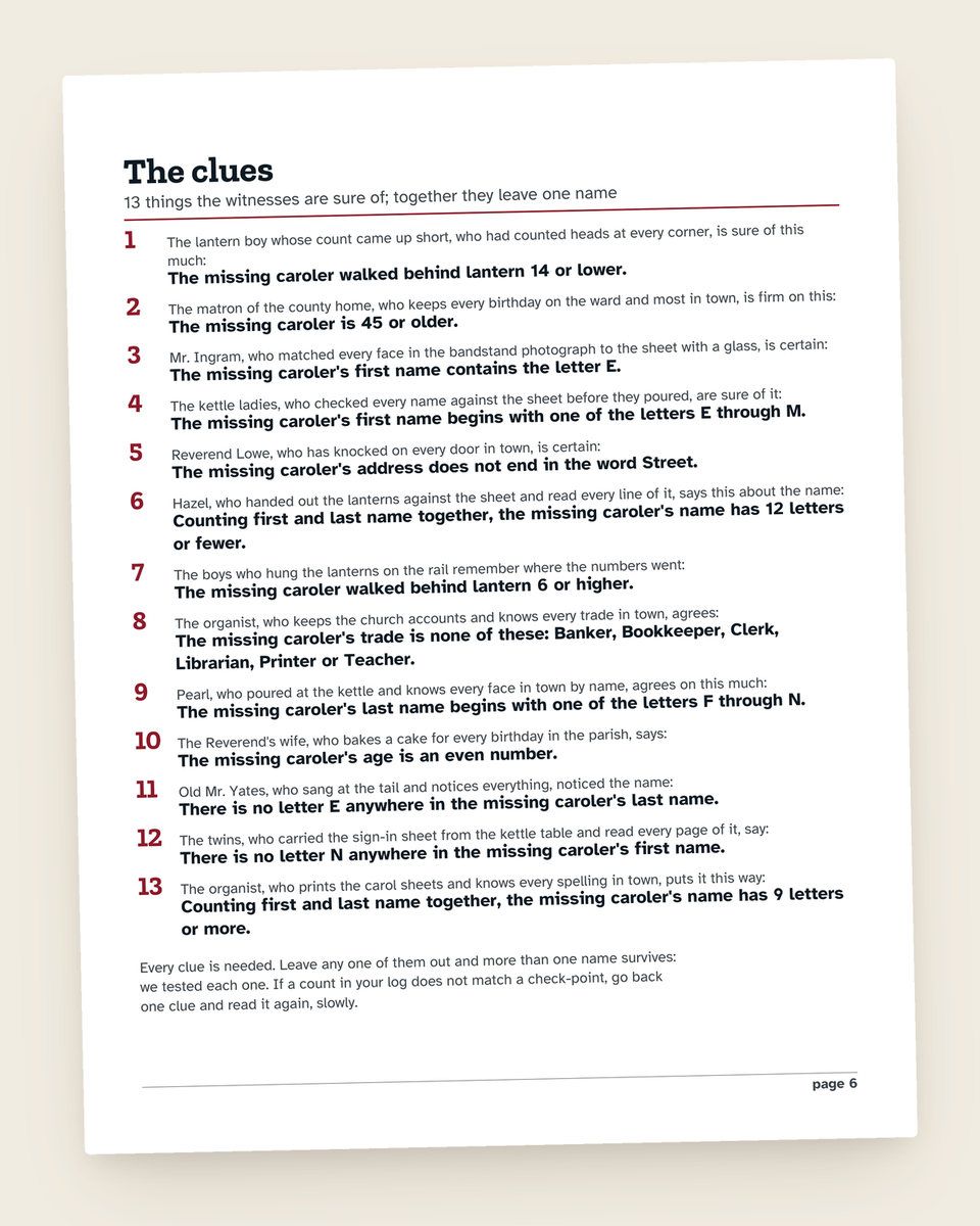 Case File No. 4: The Caroler Who Wasn’t There: another page from the printable