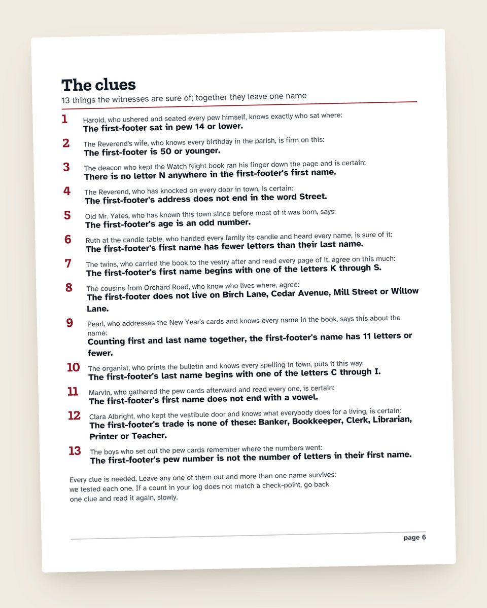 Case File No. 6: The First-Footer: another page from the printable